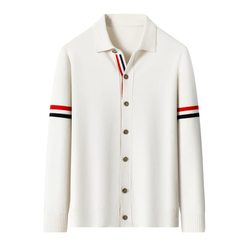 High-End-Marke Strickjacke Männer Frühjahr Herbst Neue Mode Persönlichkeit farbige gestreifte Open-Shirt Luxus Freizeit Komfort Warmwarme Pullover Jacke – Detail 10