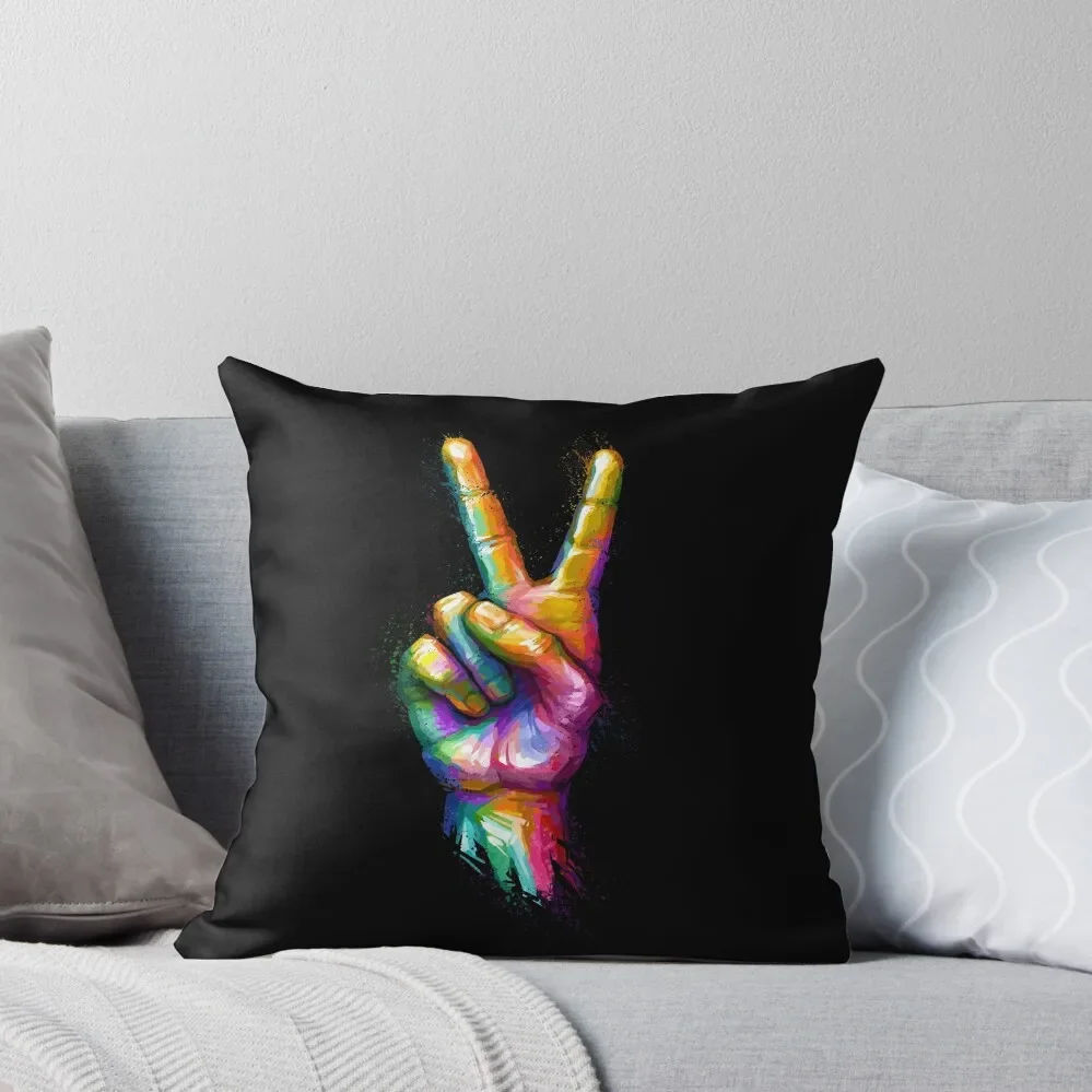 V-Sign: Hand Gesture for Peace or Victory Throw Pillow Sofa Cover Embroidered Cushion Cover Cushion Cover Luxury pillow