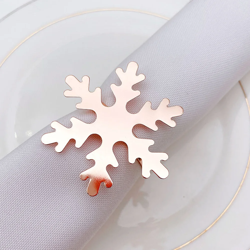

6Pcs Snowflake Napkin Rings Elegant Stylish Napkin Buckles for Holiday Wedding Party Table Decoration Reusable Metal Design