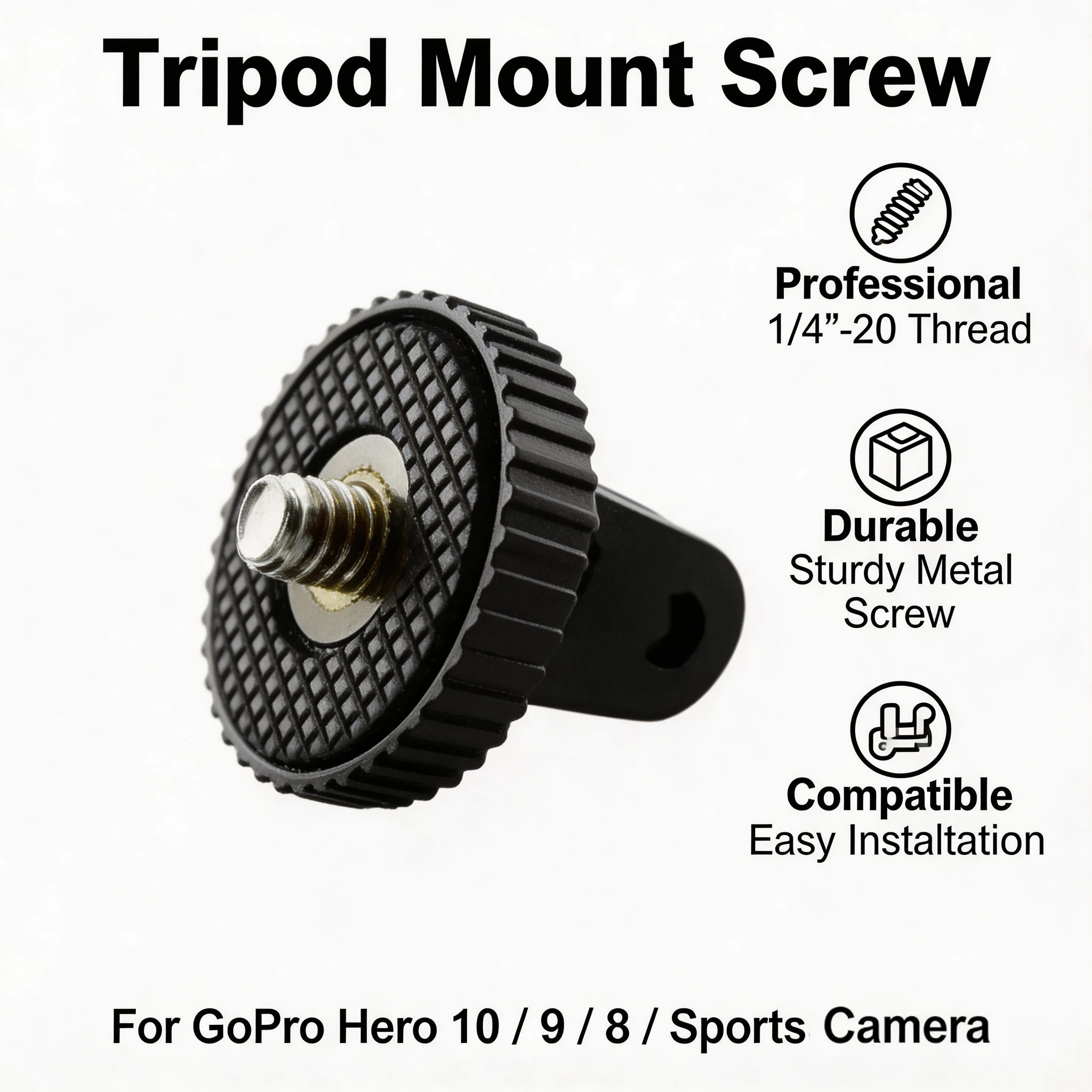 Action Camera Tripod Mount Adapter 1/4-20 Screw Converter Compatible with GoPro Universal Camera Accessories for Vlog Travel
