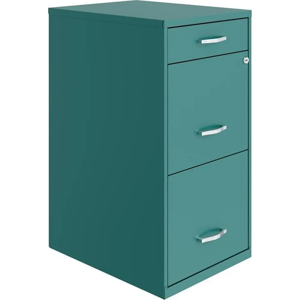

27.32 Lockable Turquoise Metal File Cabinet, Pre-Assembled, Stationary, Letter Size for Home or Office