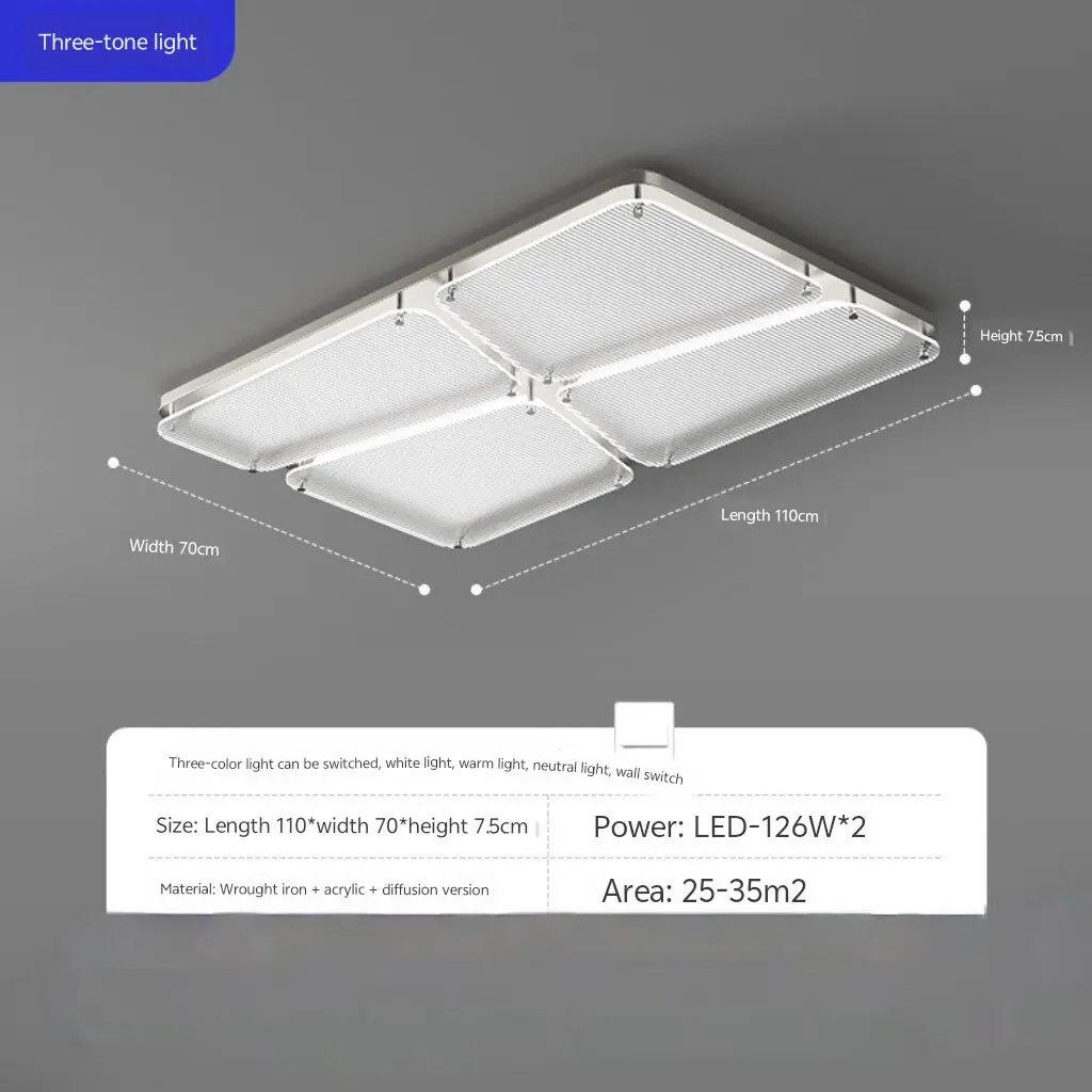 

Bauhaus modern bedroom ceiling lamp, luxurious living room decorative lamp, creative geometric silver square study ceiling lamp