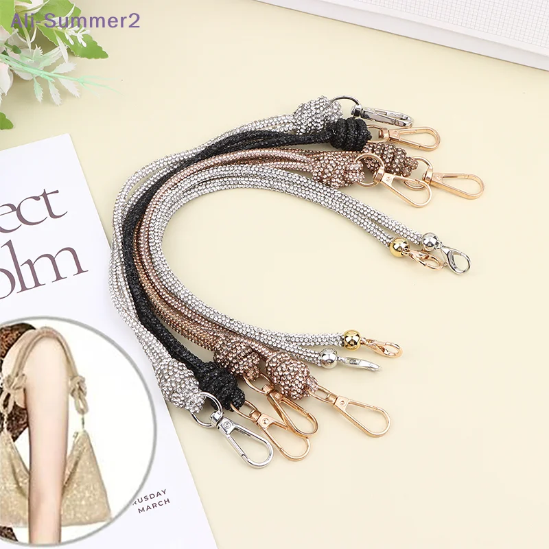 {Summer2} Stylish Handbag Chain Strap Embellished With Rhinestones Loop Knot Closure Suitable For Casual DIY Wallet Making
