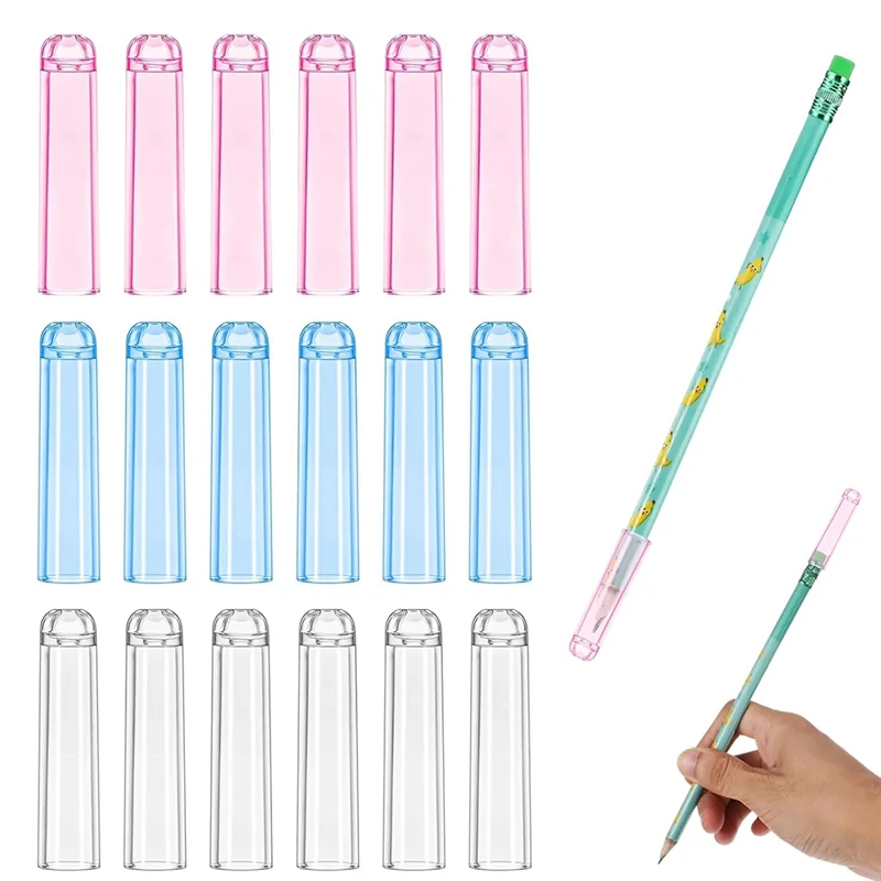 

AED5-18 Pcs Pencil Tip Protector Cover, Plastic Pencil Caps,Colorful Pencil Toppers For Wooden Pencils Pencil Extender Holder