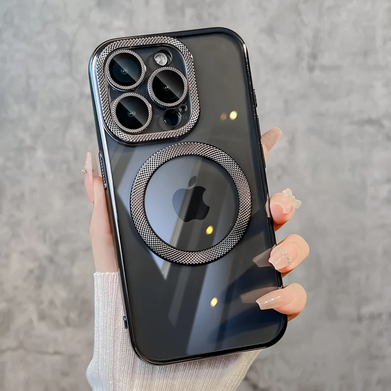 

Luxury Magnetic Shockproof Clear Mobile Phone Case For iPhone 14 12 13 15 Pro Max Cellphone Back Cover Magsafe Transparent Funda