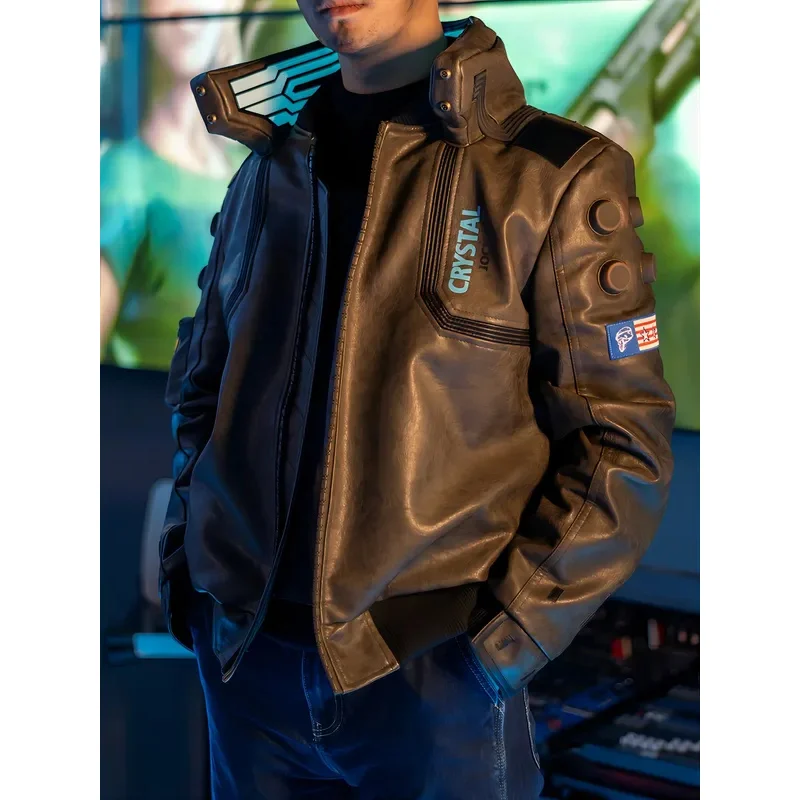 

Game Punk Style 2077 Samurai Main Character V Cosplay Costume For Man Faux Leather Game Jacket New