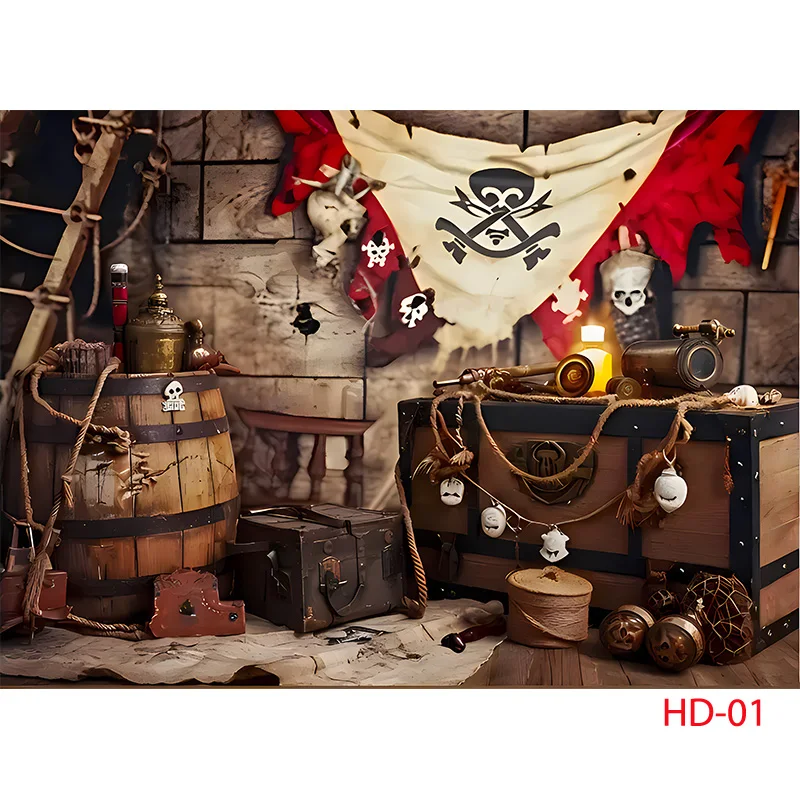 Retro Pirate Treasure Map Backdrop for Photography Nautical Island Background  Birthday Party  Boys Portrait Photo Props HD-01