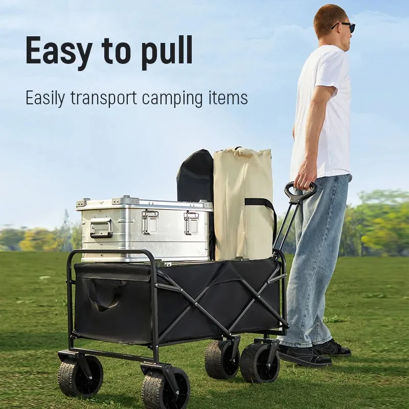 

Heavy Duty Foldable Camping Wagon All Terrain Folding Wagon Foldable Garden Cart with Brakes Camping Cart for Beach