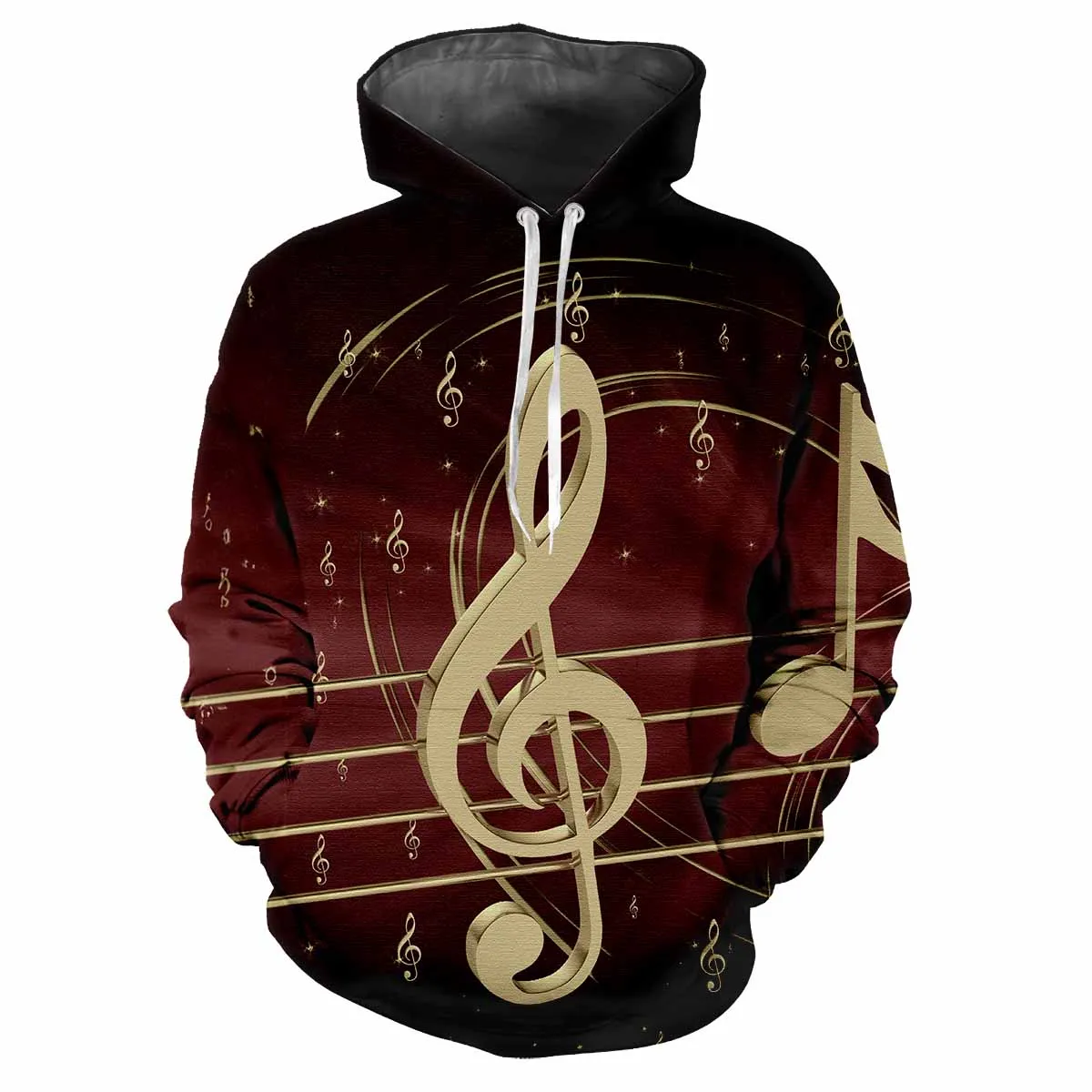 3D Music Note Printing Four Seasons Men's Hoodie Fashion Personalized Street Fashion Creative Harajuku Loose Comfortable Tops