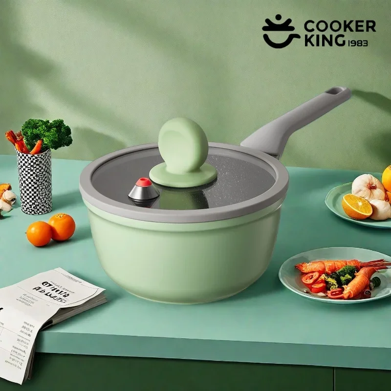 

COOKER KING 18 см молочный горшок для детей, медицинское каменное покрытие, пищевая добавка, кастрюля с антипригарным покрытием для тушения лапши, кухонная посуда