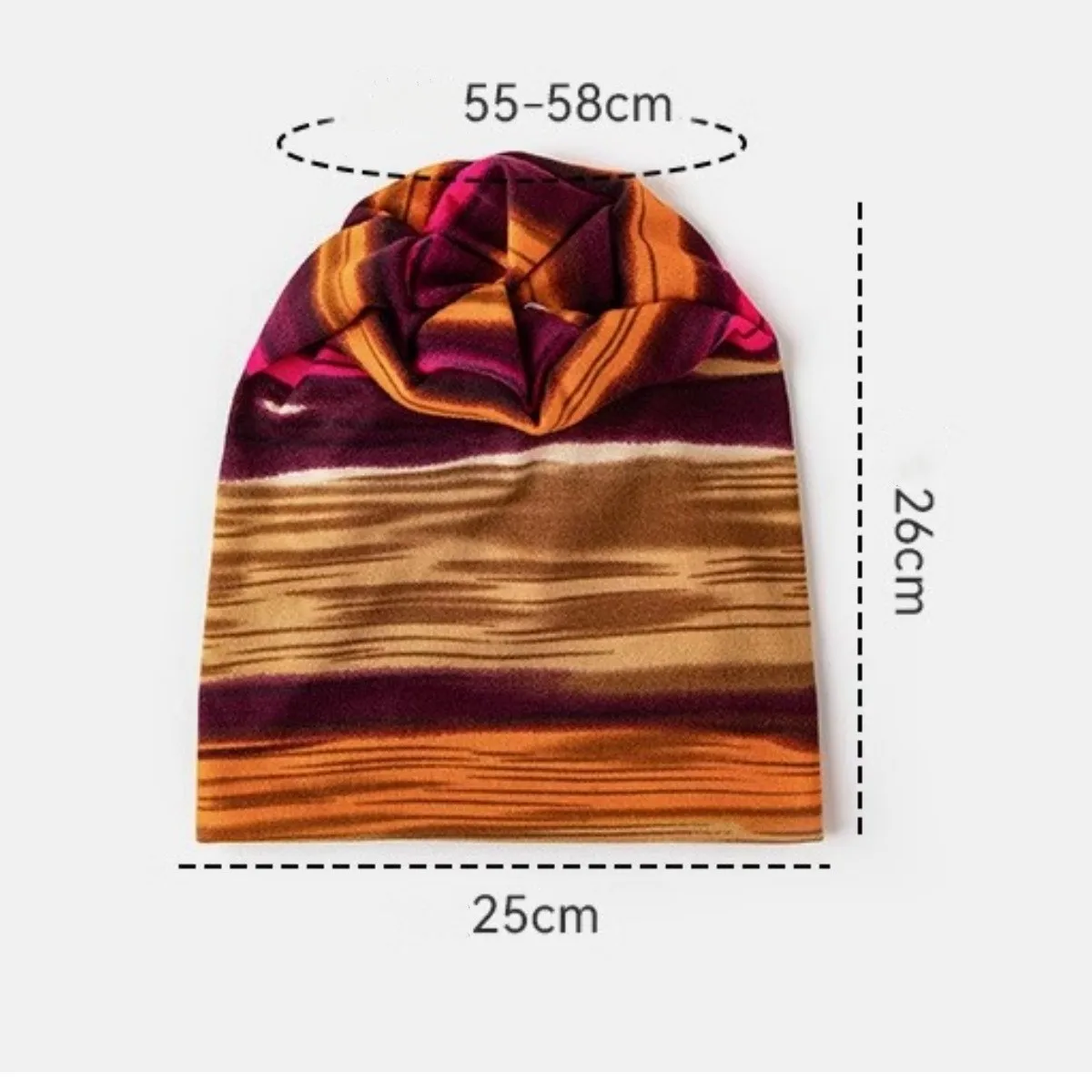 Winter Hüte Frau Beanie Gestreiften Kontrast Farbe Nähte Turban Hut Weibliche Dual Zweck Schal Maske Baggy Cap Kopftuch Outdoor – Detail 7