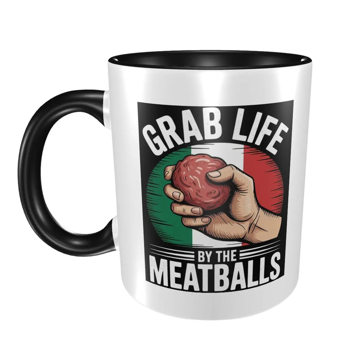 Italian Humor Chef Foodie Grab Life By The Meatballs Mug Ceramic Coffee Cups Tea Mugs Milk Cup Drinkware Gifts for Woman Man