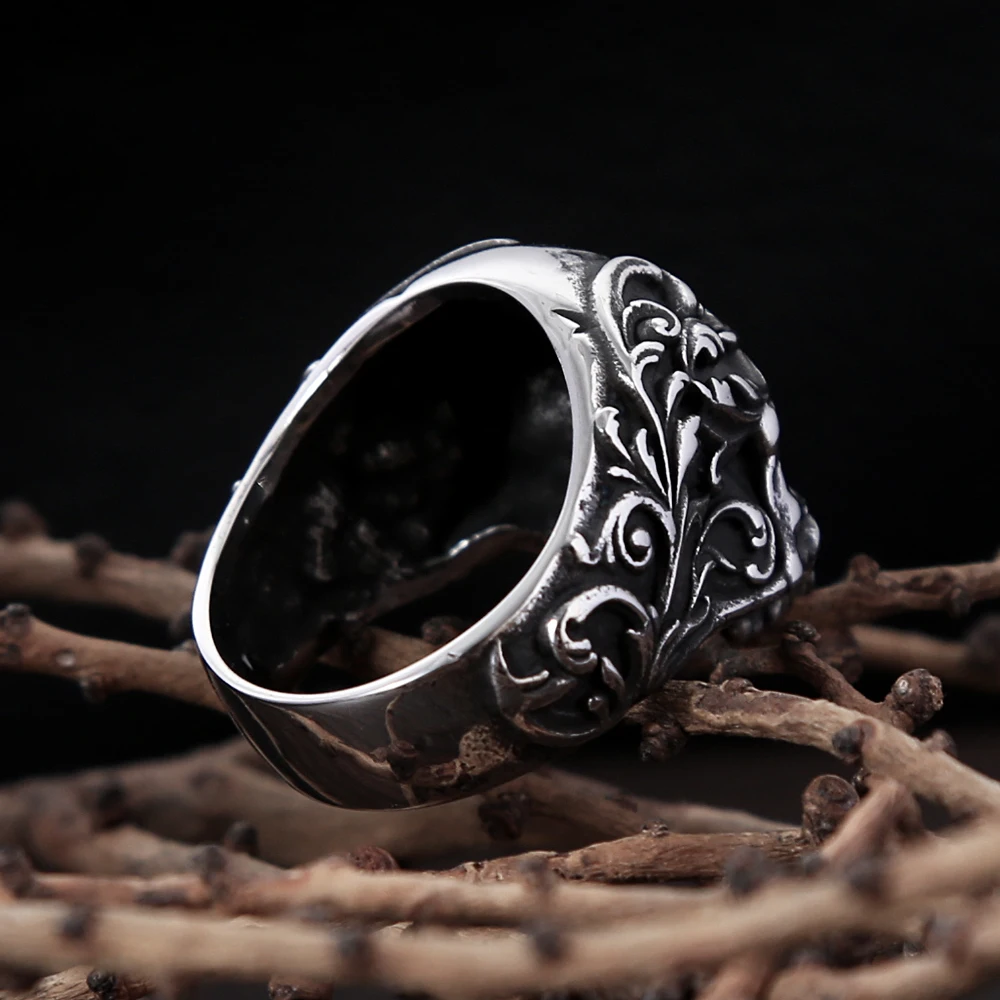 Gothic Vintage 316L Stainless Steel Skull Ring For Men Women Fashion Punk Biker Carved Rings Amulet Jewelry Gifts Dropshipping