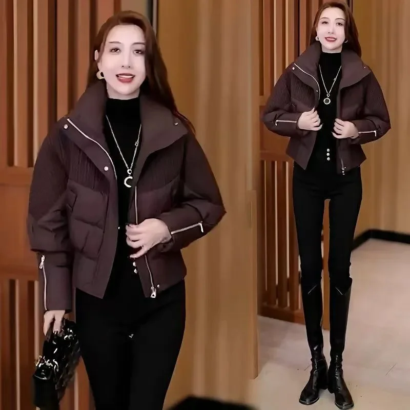 Fashion Down Jacket Women Parkas 2027 Winter New Loose Warm Cotton-Padded Coat Short Outerwear Female Western Style Overcoat Top