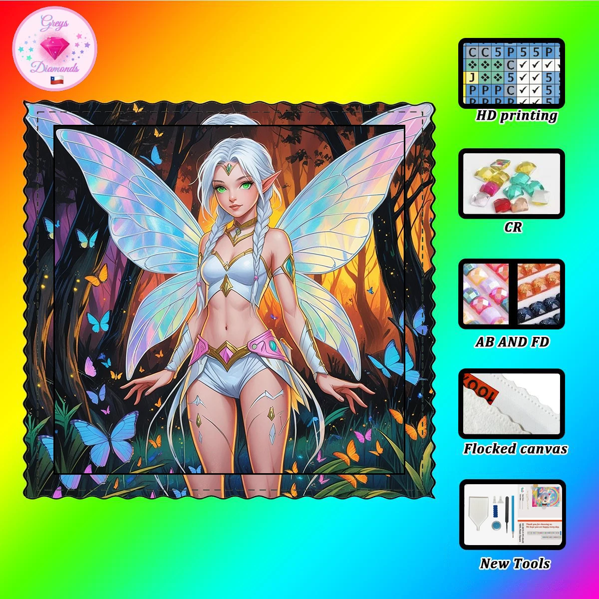 

【Gheys_ Diamond Art】Эльф Кристалл AB Горный Хрусталь Фея Пыль Горный Хрусталь Идеальный Смола Алмаз
