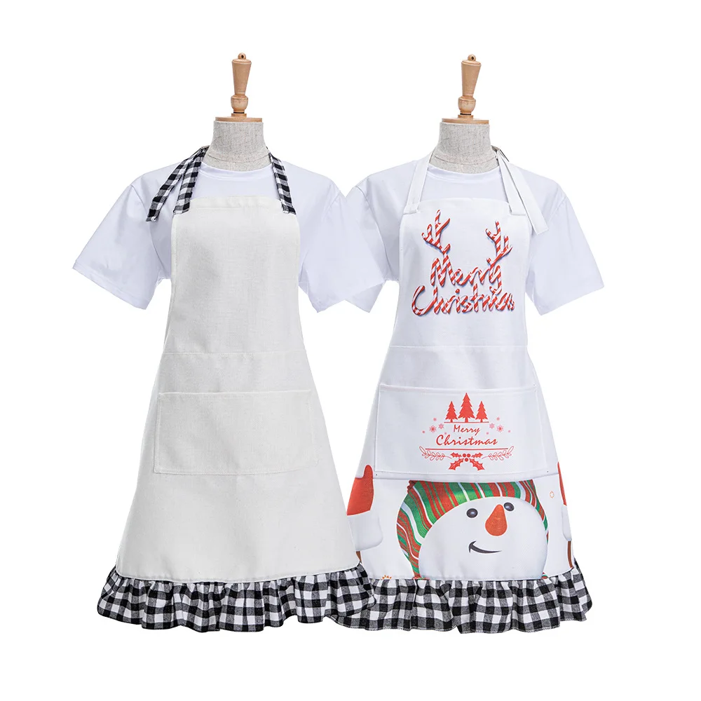 Sublimation Blank Print Kitchen Apron With one Pocket Kids Men Women Chef Cooking Aprons Waist Bib Cleaning Pinafores