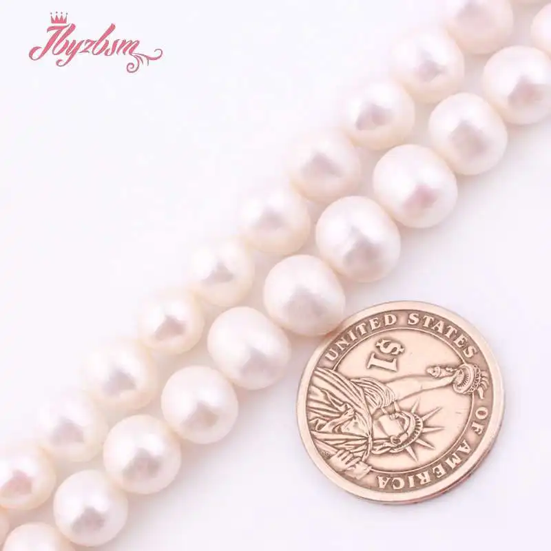 9.5mm-11mm Natural Round Freshwater Pearl Stone Beads DIY Necklace Bracelets Loose Strand 15\