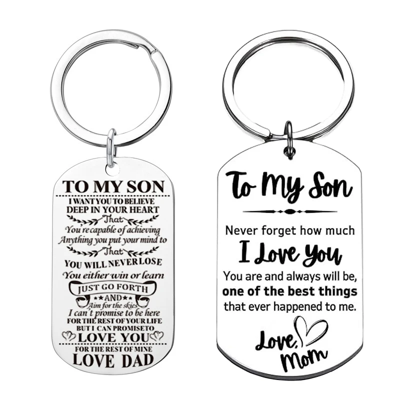 To My Son Stainless Steel Keychain Inspirational Gifts For Son From Mom Dad Graduation Back To School Gift Birthday Gift