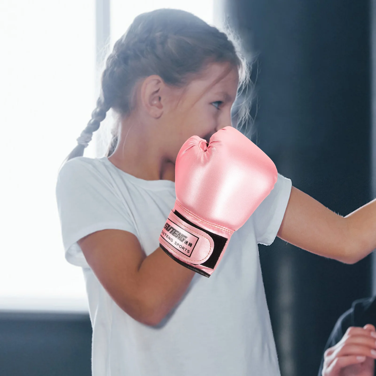 Arbeitshandschuhe Kinderboxen zum Training Thai Kickboxen Üben Kleinkind Bequem Rosa Versorgung Stanzen