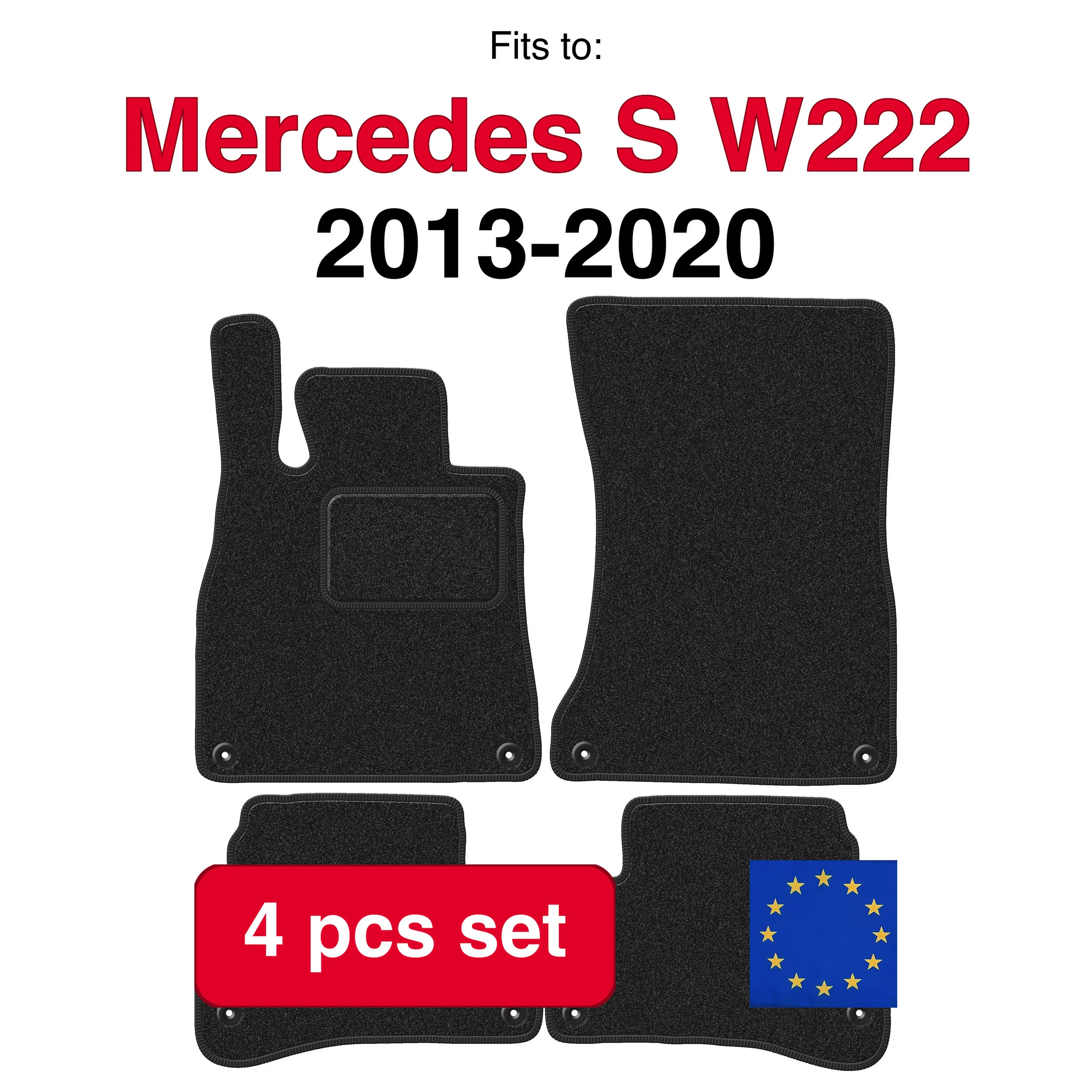 ANTHRA velours automatten voor Mercedes S W222 sedan (2013-2020) - antraciet (4 stuks) in de auto passende automattenset