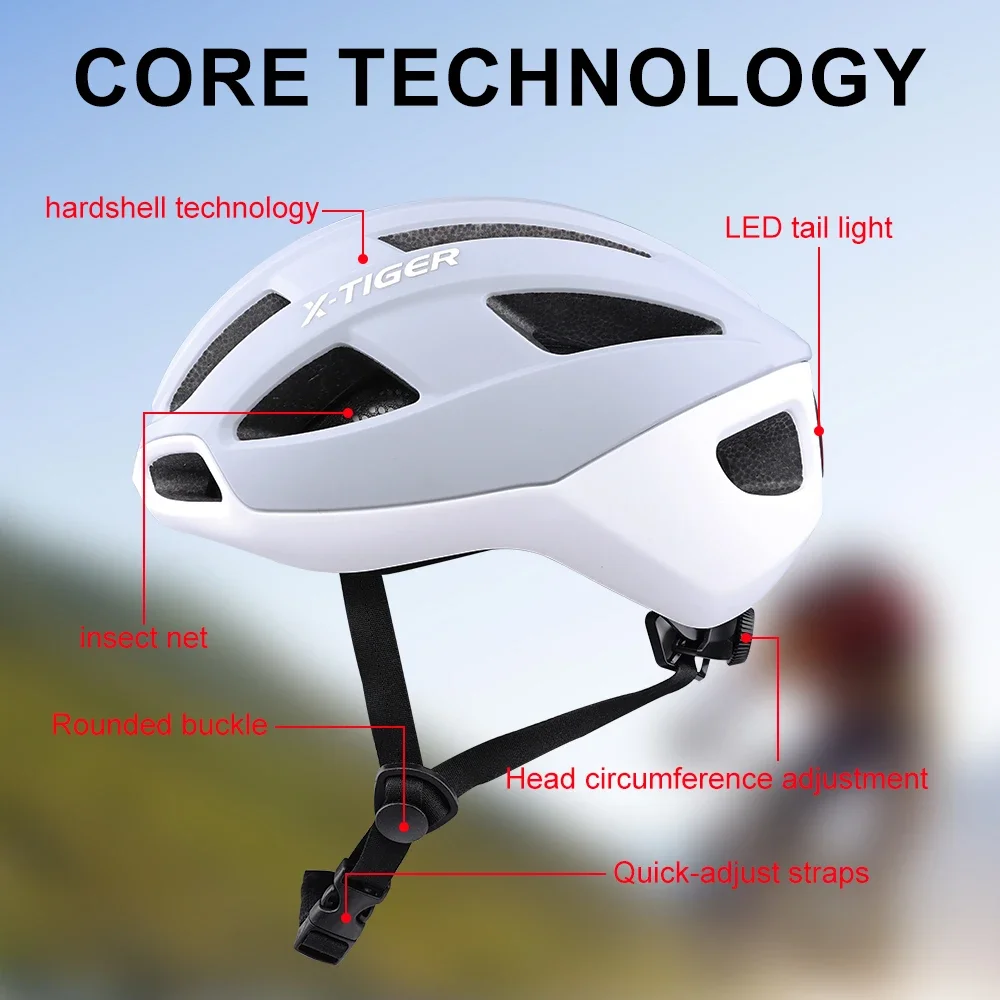 

X-TIGER Велосипедный шлем Светодиодный задний фонарь Спортивный защитный шлем Горный велосипед Шоссейный велосипедный шлем Мотоциклетный шлем