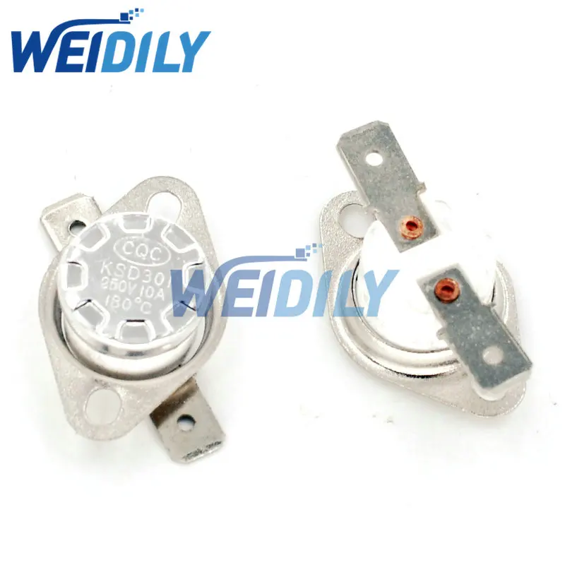 2PCS KSD301 180 Degree 250V 10A Normal Close Ceramics Temperature Controlled Switch Thermostat Wholesale