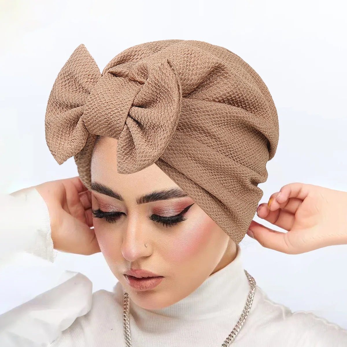 Frauen Muslimischen Hijab Bogen Turban Indischen Hut Mützen Motorhaube Krebs Chemo Kappe Haarausfall Kopftuch Headwear Stirnband Turbante Mujer