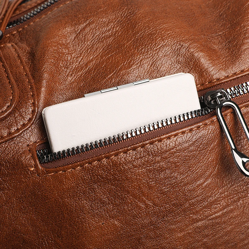 Modische Damen-Umhängetasche aus weichem Leder, große Kapazität, mehrere Außentaschen, abnehmbarer Riemen, Crossbody-Handtasche für den Alltag – Detail 19