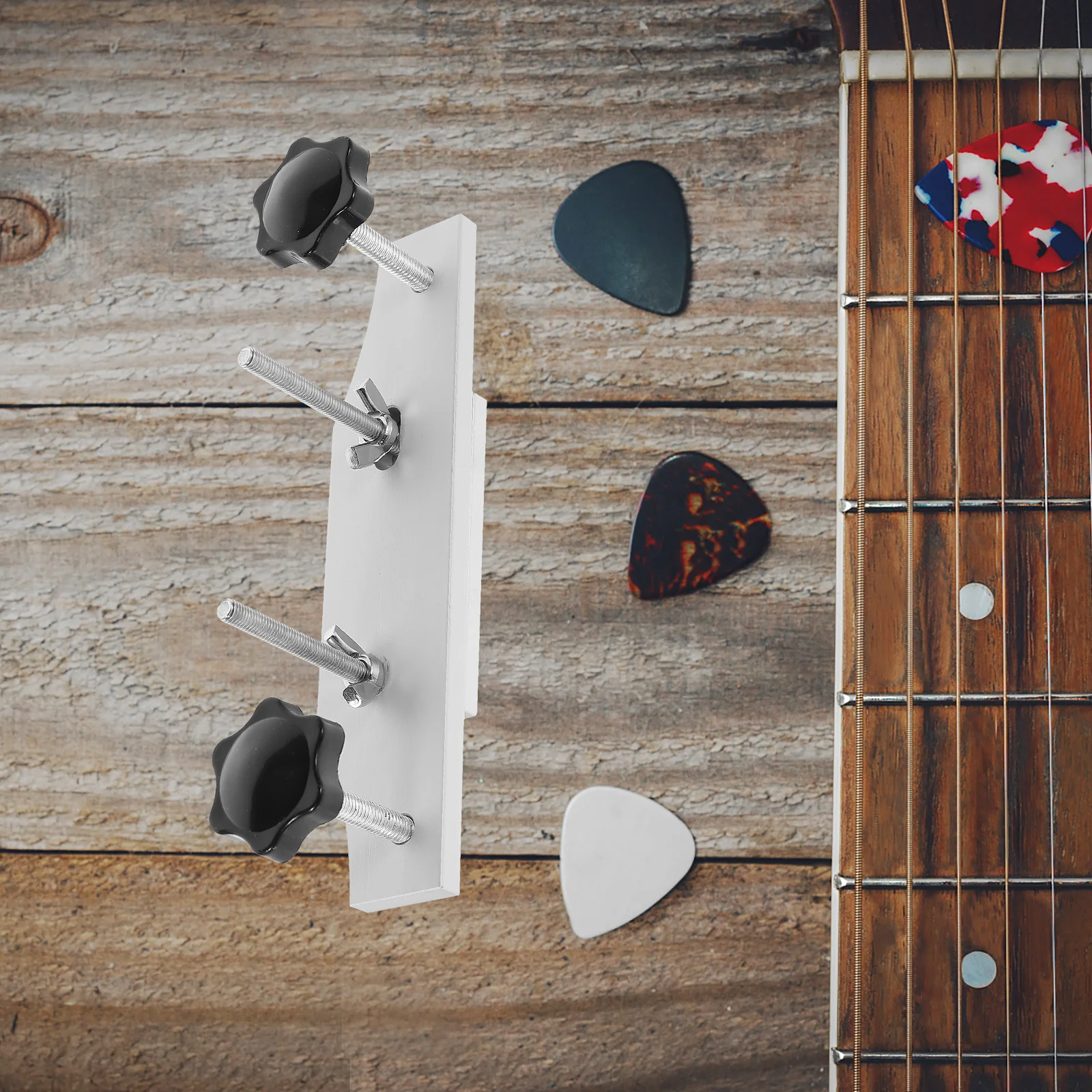 

Guitar Bridge Clamp Solid Wood Durable Stainless Steel Repair Tool for Acoustic Electric Guitar Bridge Install Entry Level