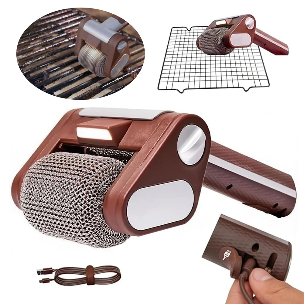 

Очиститель электрических грилей без щетины, вращающаяся щетка для грилей для барбекю, аккумуляторная аккумуляторная щетка для грилей для металла