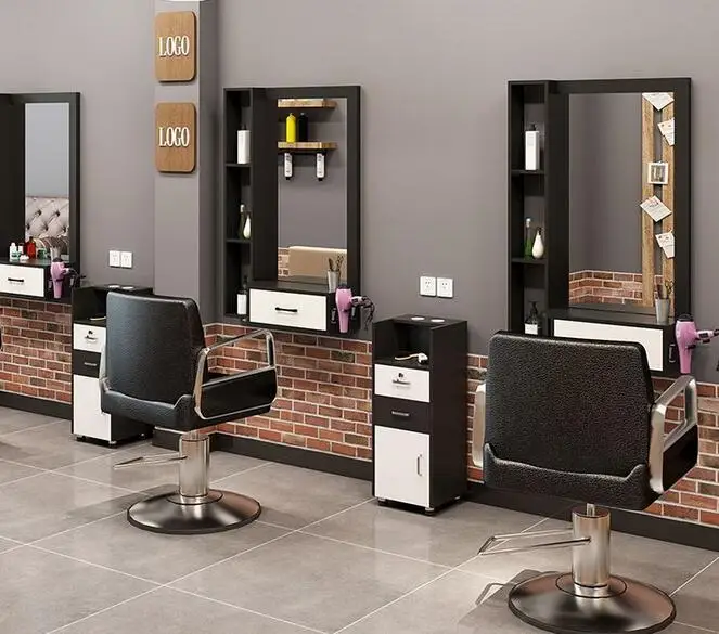 Barber shop mirror platform net red hair salon integrated mirror cabinet hair salon mirror hot dyeing special mirror