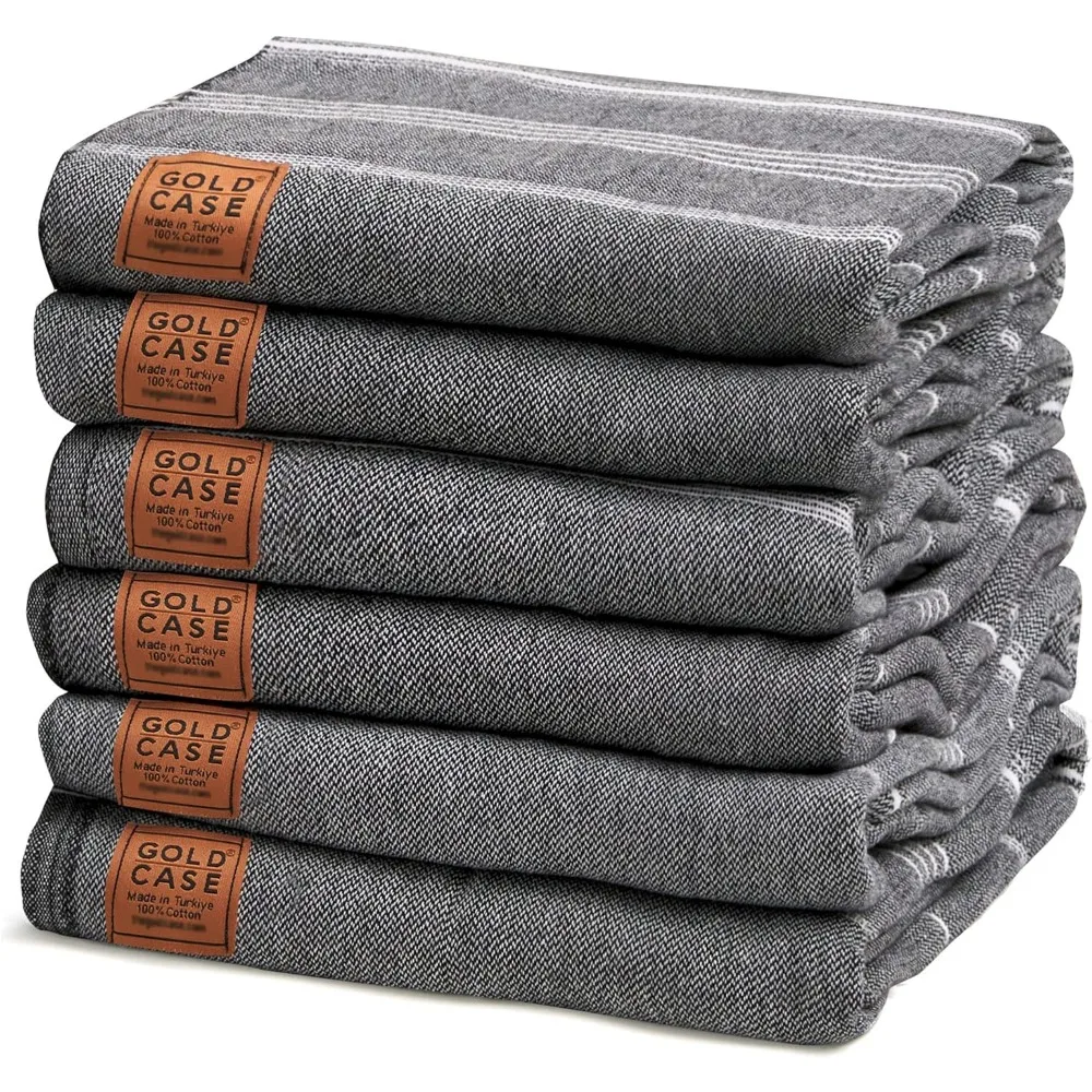 

Towel Set of 6-100% Cotton Beach Towels Oversized Turkish Towels Set Quick Dry & Sand Free Beach Towel 70 x 38 Inches - Black