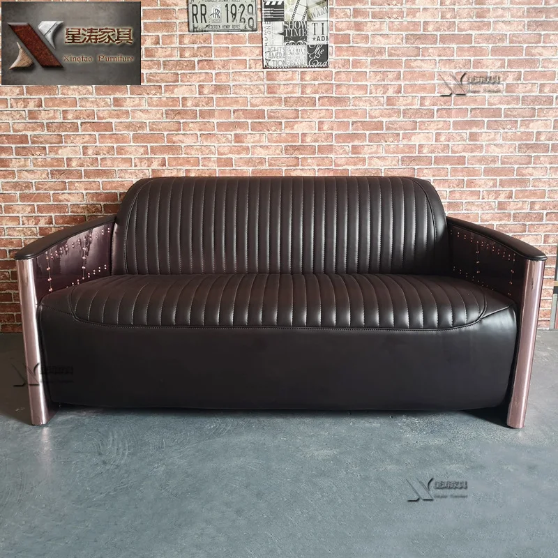 Industrial wind 123 combination furniture aluminum leather rivets retro sofa hotel bar KTV club custom sofa