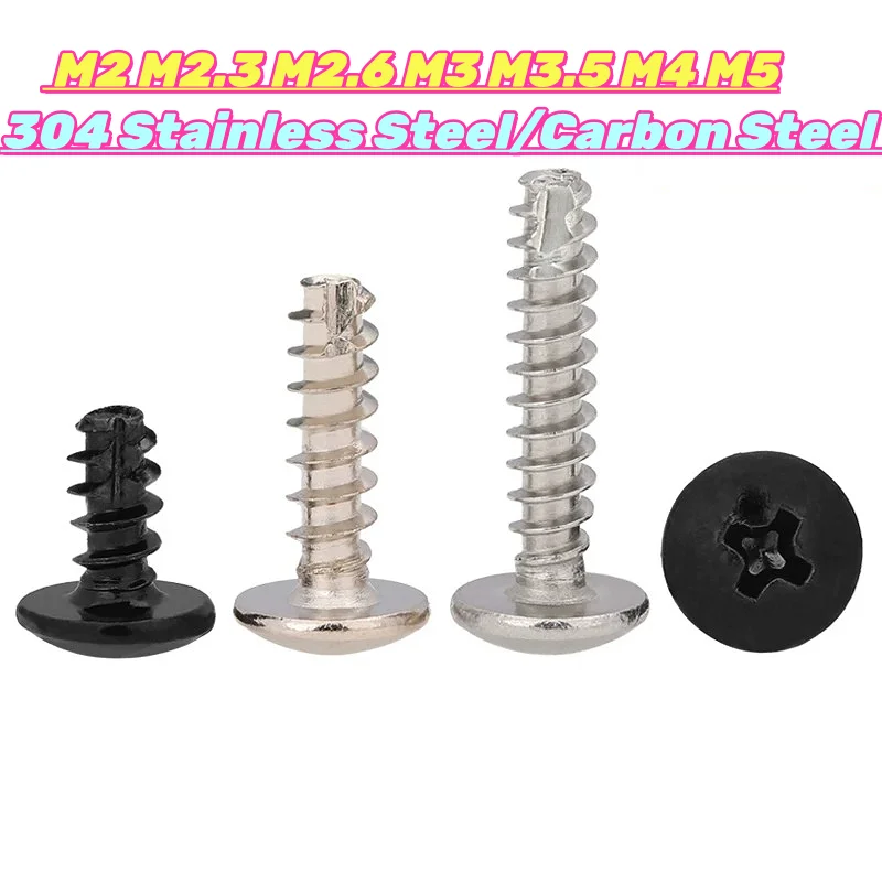 

304 Stainless Steel/Carbon Steel M2 M2.3 M2.6 M3 M3.5 M4 M5 Phillips Recessed Flat Mushroom Head Self Taping Screw Cut End Screw