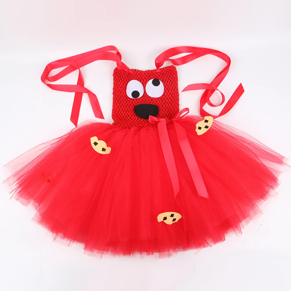 Red Blue Cookie Monster Costume Baby Girls Cosplay Anime Cartoon Tutu Dress Kids Fancy Halloween Carnival Party Dress Up Clothes