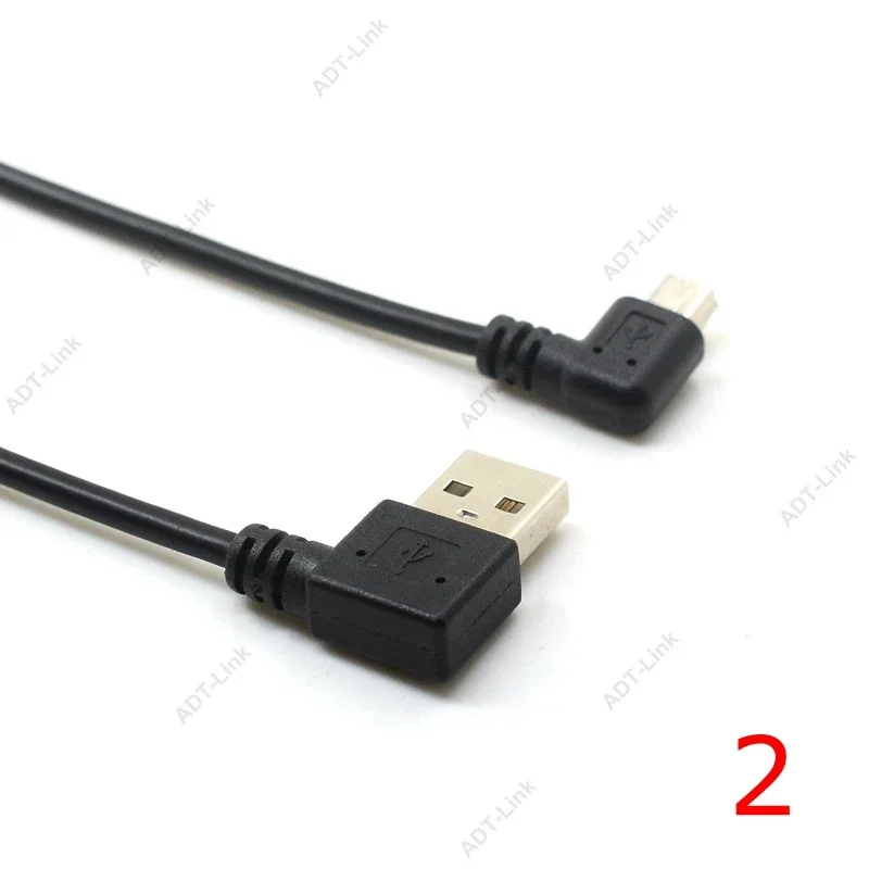 Mini USB Data Cable 25cm Angled USB 2.0 A Male To 5 Pin Mini USB Male Cord Adapter Connector Right & Left Angle