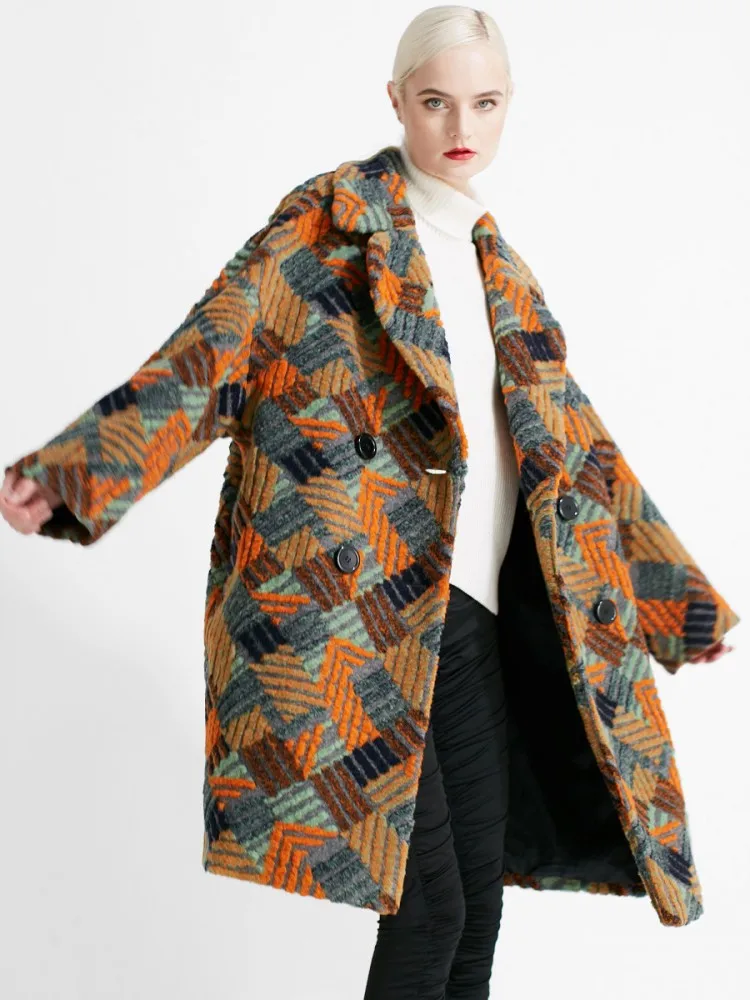 Office Ladies Retro Design Autumn Winter Woolen Coat Double Breasted Turndown Collar Loose Fit Women Harajuku Long Overcoat New