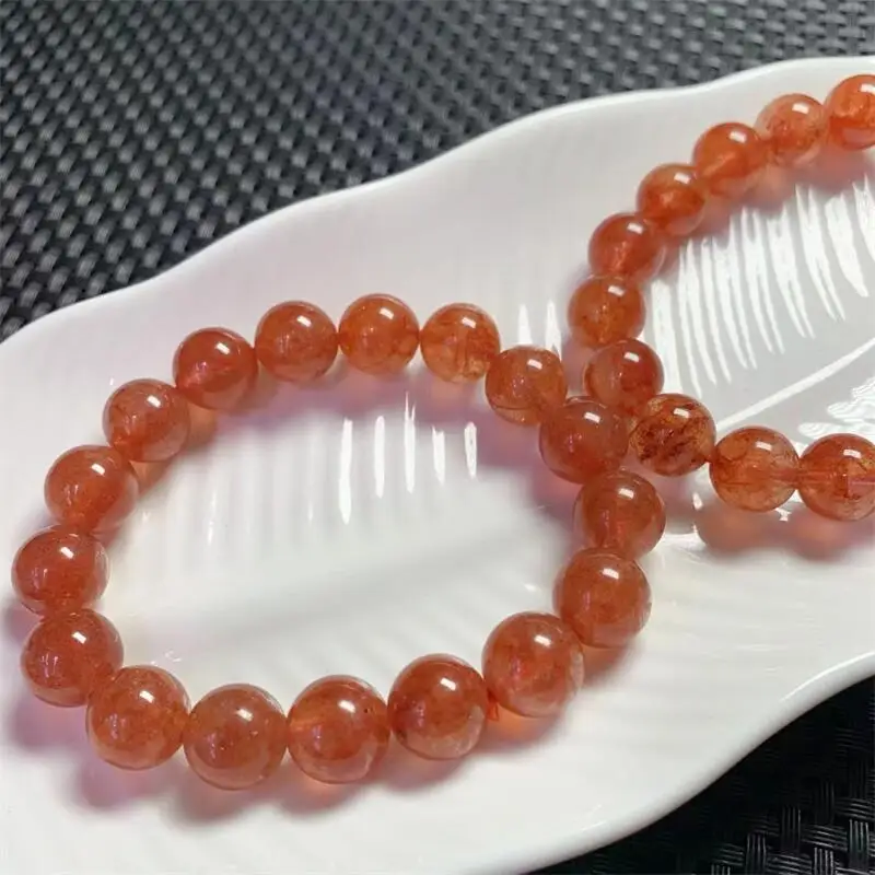 12MM Natural Orange Red Strawberry Quartz Bracelet Gemstone Crystal Jewelry Bangle For Women Healing Bohemia Holiday Gift 1pcs