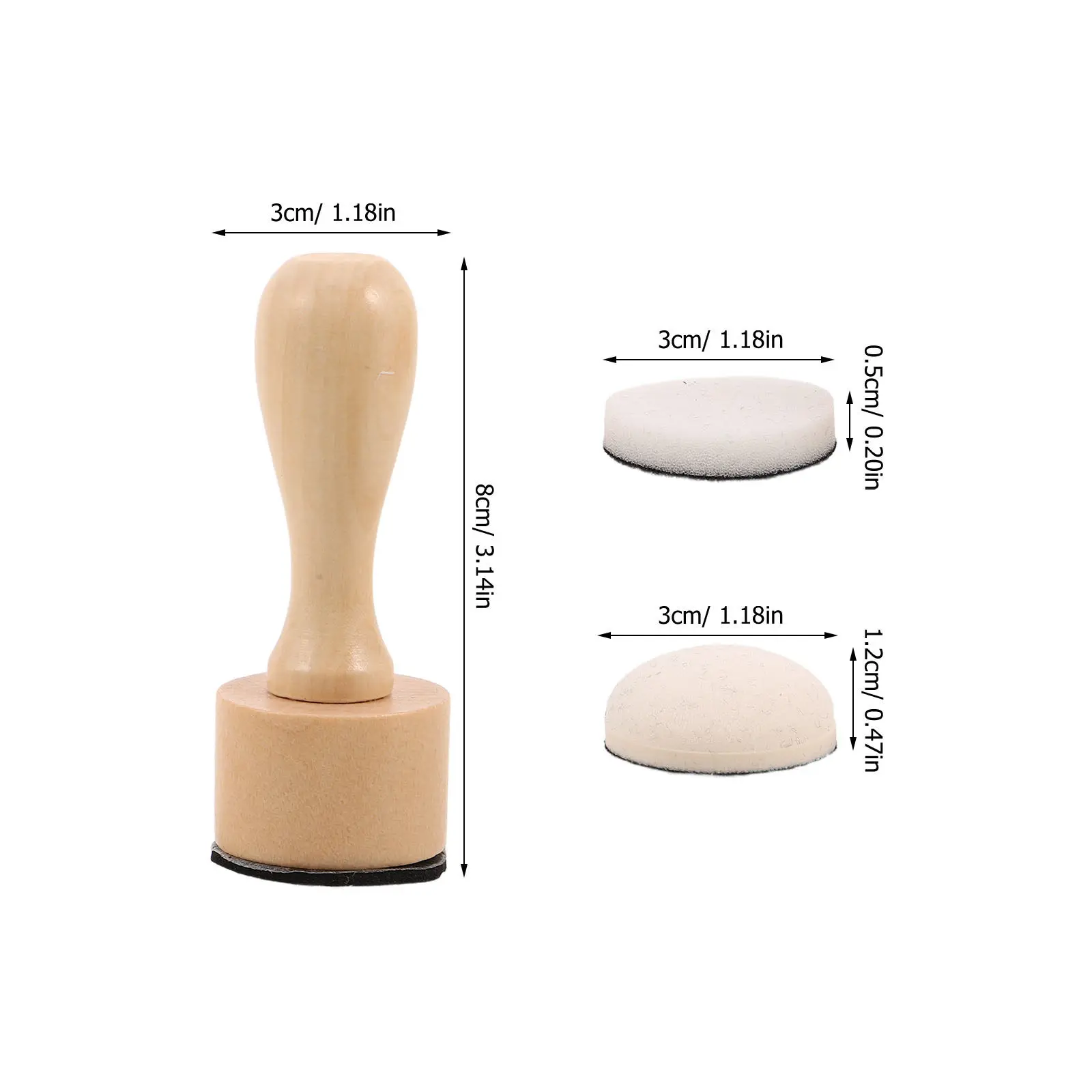 1Set Mini Round Ink Blending Tool with 12 Flat 10 Domed Foam Replacement Pads Artist Sponge Applicators for Distress Ink Pads