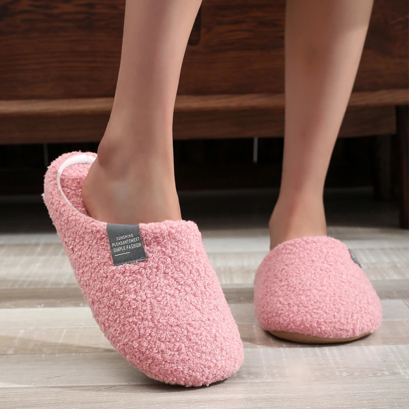 شباشب منزلية منفوشة للجنسين، ناعمة وخفيفة الوزن ومضادة للانزلاق، أحذية مريحة للأرضيات المسطحة، منزل داخلي للخريف والشتاء