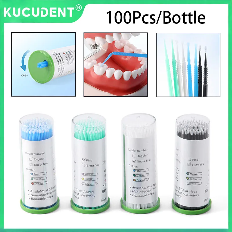 

100 Pcs/Bottle Dental Disposable Micro Brushes Applicators Micro Brush Makeup Brush Eyelash Extension Tool Odontologia