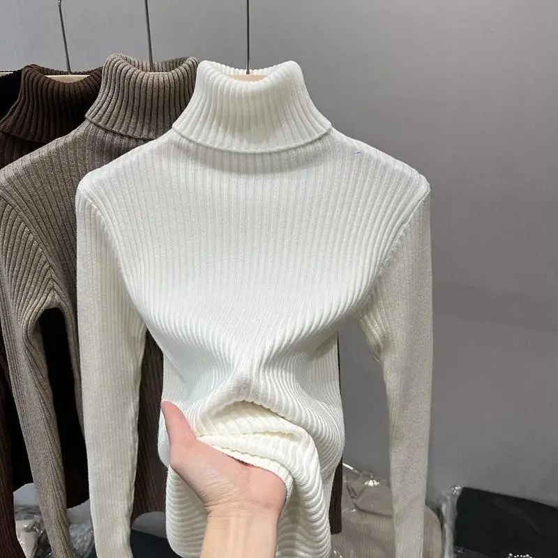 

Autumn Long Sleeve Turtleneck Tops Slim Knitted Bottoming T Shirt Korean Fashion Sweater Harajuku Pullover Women Clothing Jumper