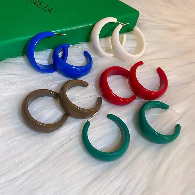 2023 New Trend Klein Blue Hoop Earrings for Women Korean Temperament  Blue Green Red White Colors Party Street Jewelry Cool Gift