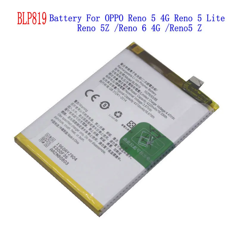 1x 4310mAh BLP819 بطارية ل ممن لهم رينو 5 4G Reno5 لايت Reno6 4G CPH2235 Reno5 Z 5G 2021 CPH2211 A95 5G 2021 PELM00 F19 Pro + 5G