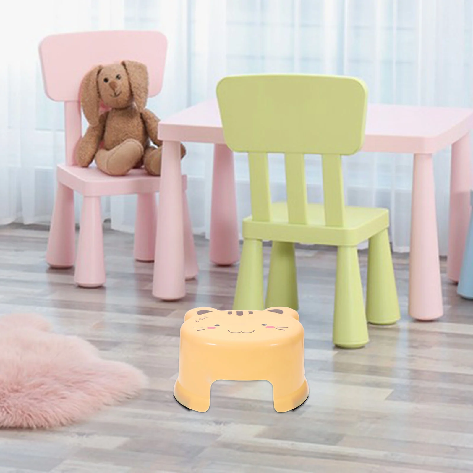 Cartoon Plastic Stool Footstool Short Non-slip Step Kids Bathroom Stools Small for Toddler