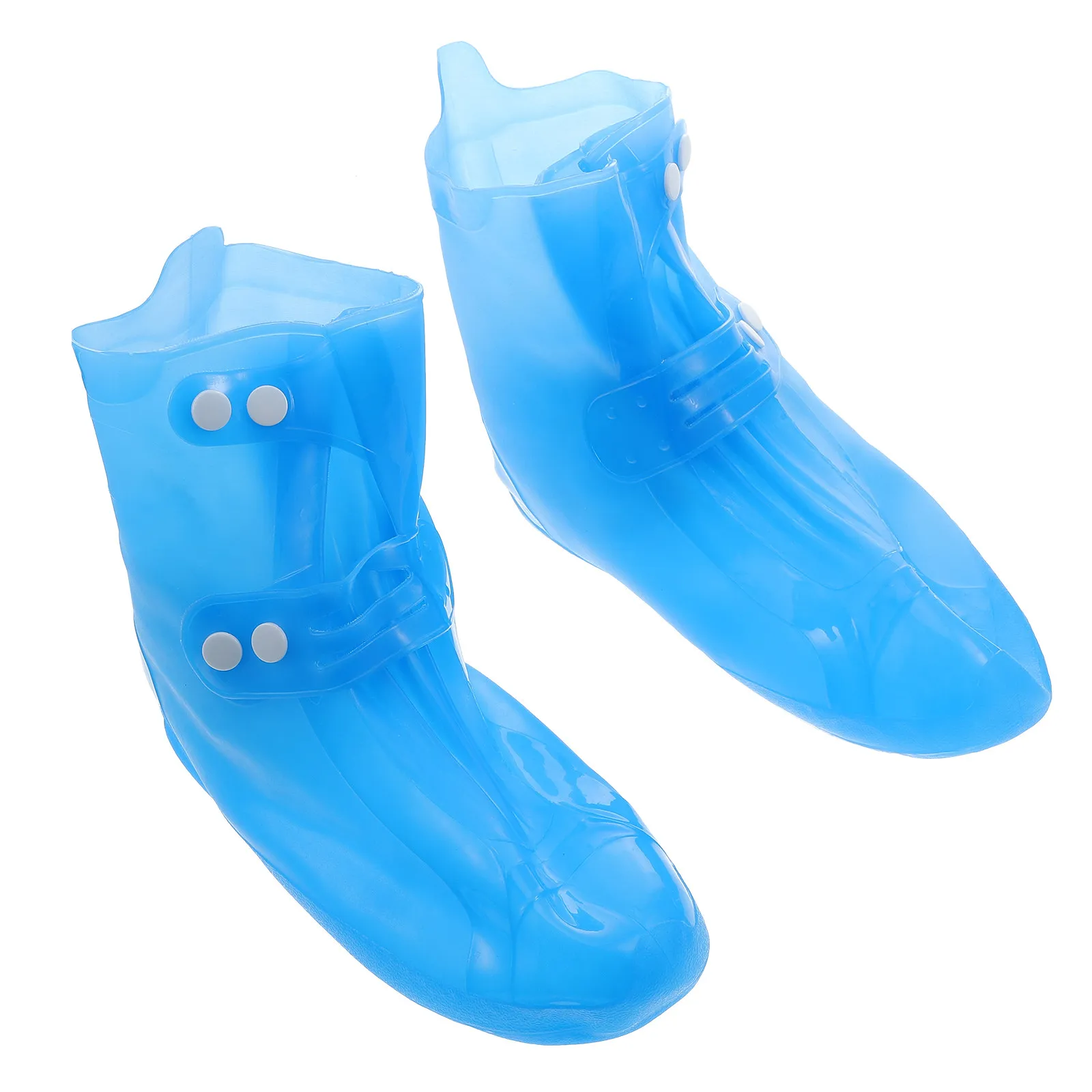 

1Pair Non-Slip Waterproof Shoe Covers Thickened PVC Protectors Outdoor Rain Snow Shoes Covers Button Design Anti-Skid Overshoes