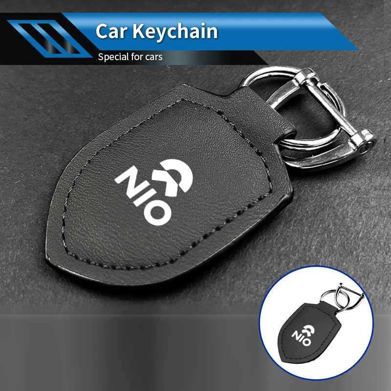 

Car Leather Shield-Shaped Key Chain Key Ring Bag Pendant Gift Auto Accessorie For Nio ES6 EC6 ES8 ES7 ET5 ET7 EP9 EVE 2021