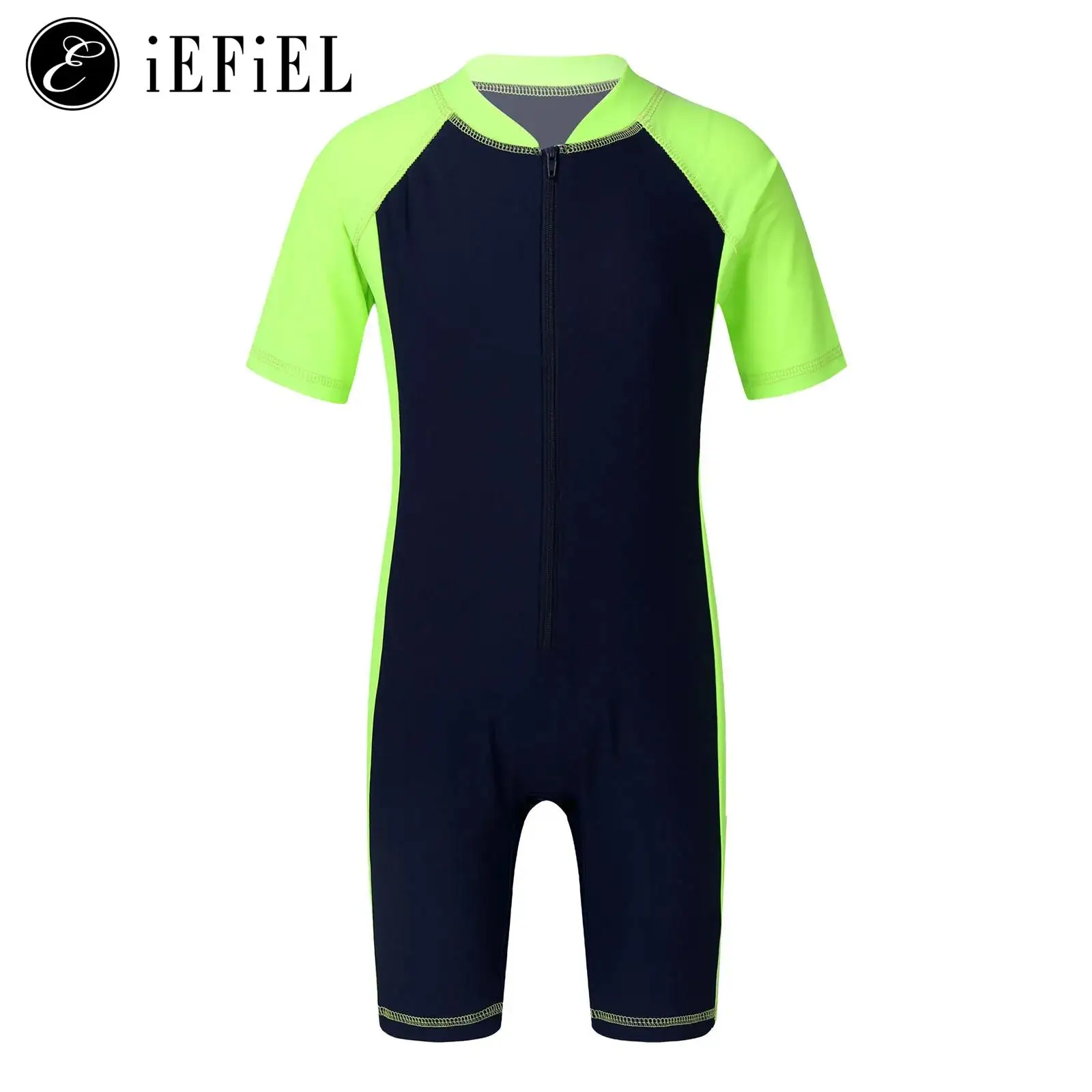 

Kids Boys Girls Short Sleeves Front Zipper Shorty Wetsuit Swimsuit Swimwear Bathing Suit One Piece Sun Protection Rash Guard