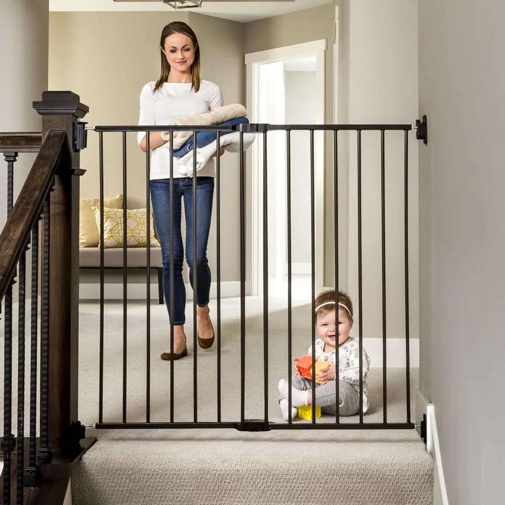 

2-in-1 Extra Tall Easy Swing Stairway and Hallway Walk Through Baby Gate, Black 1 Count (Pack of 1) (40.5"W x 36"H)