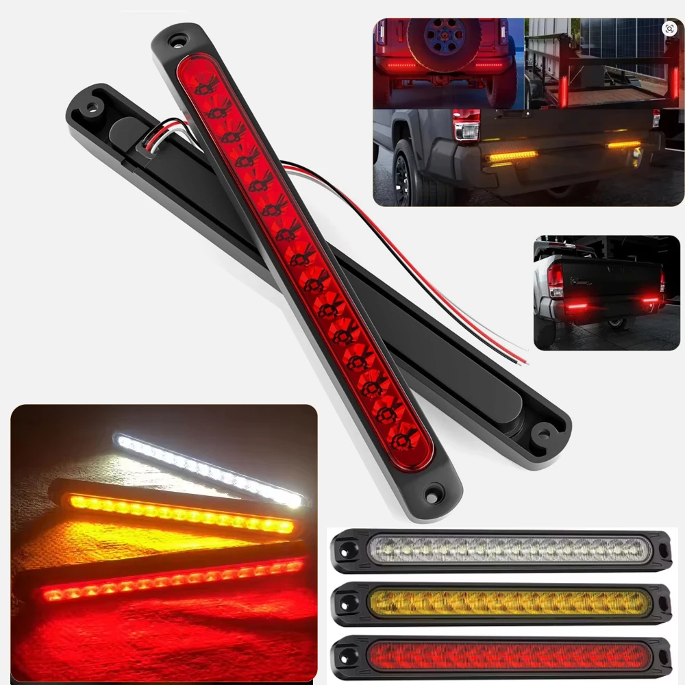 

2x15 светодиодный задний фонарь для прицепа, идентификационный фонарь для прицепа, 12 В/24 В постоянного тока, дневные ходовые огни + тормоз + рулевой задний фонарь 10 дюймов